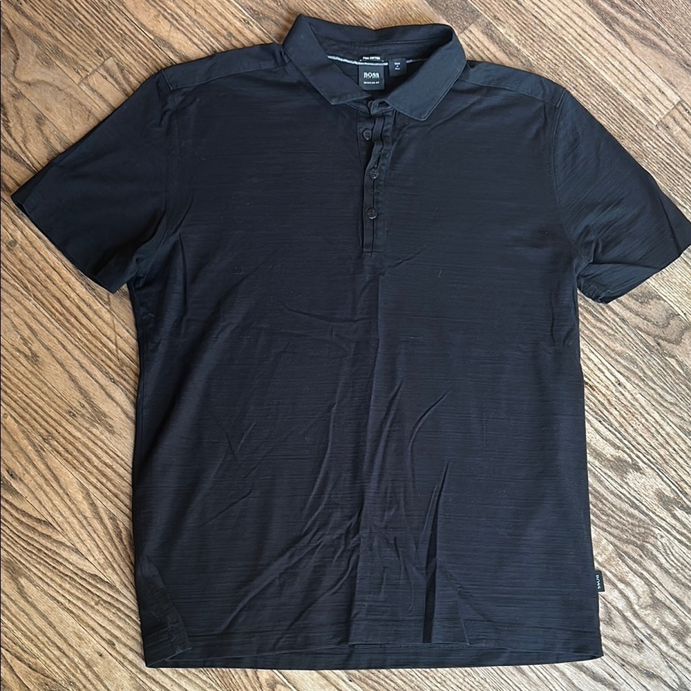 Hugo Boss Pima Cotton Polo Shirt Black XL EUC